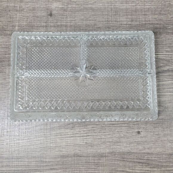 Cut Glass Clear Divided‎ Compartment Serving Tray - Picture 8 of 10